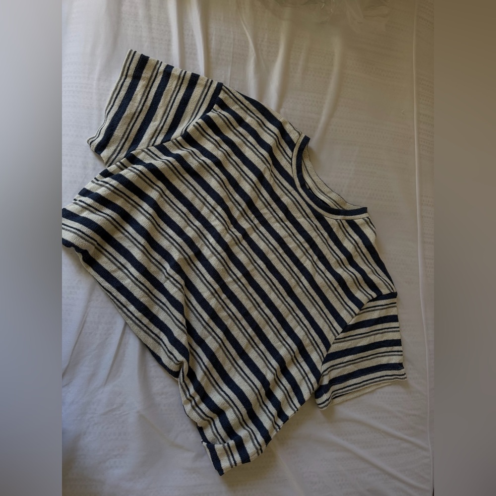 ASOS Navy and Cream Striped Knit Tee